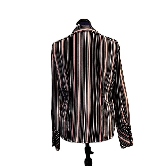 Worthington Pink Black Stripe Long Sleeve Top - Picture 3 of 11